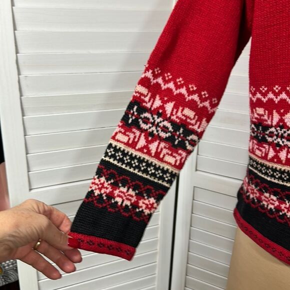 Christmas Sweater Jacket Small Vintage Ski Holiday 80s - Picture 4 of 14